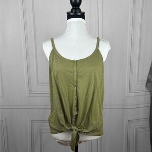 LOFT Olive Button-Down Camisole with Tie Detail 🖤